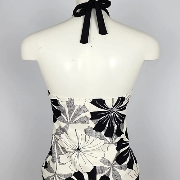 Skye 2 Piece Women Bikini Halter Tankini Swimsuit Black Cream Floral Print  Sz L - Picture 4 of 16